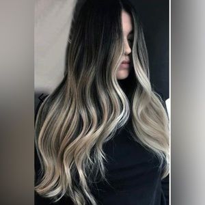 Halo Hair Extensions Black to Ash Blonde